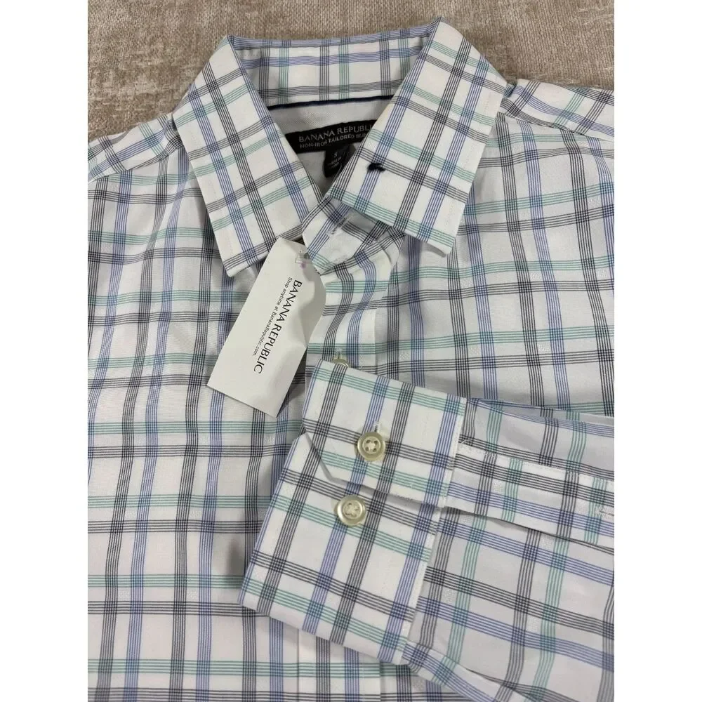 Banana Republic Men's Plaid Button Down Shirt Size S NWT